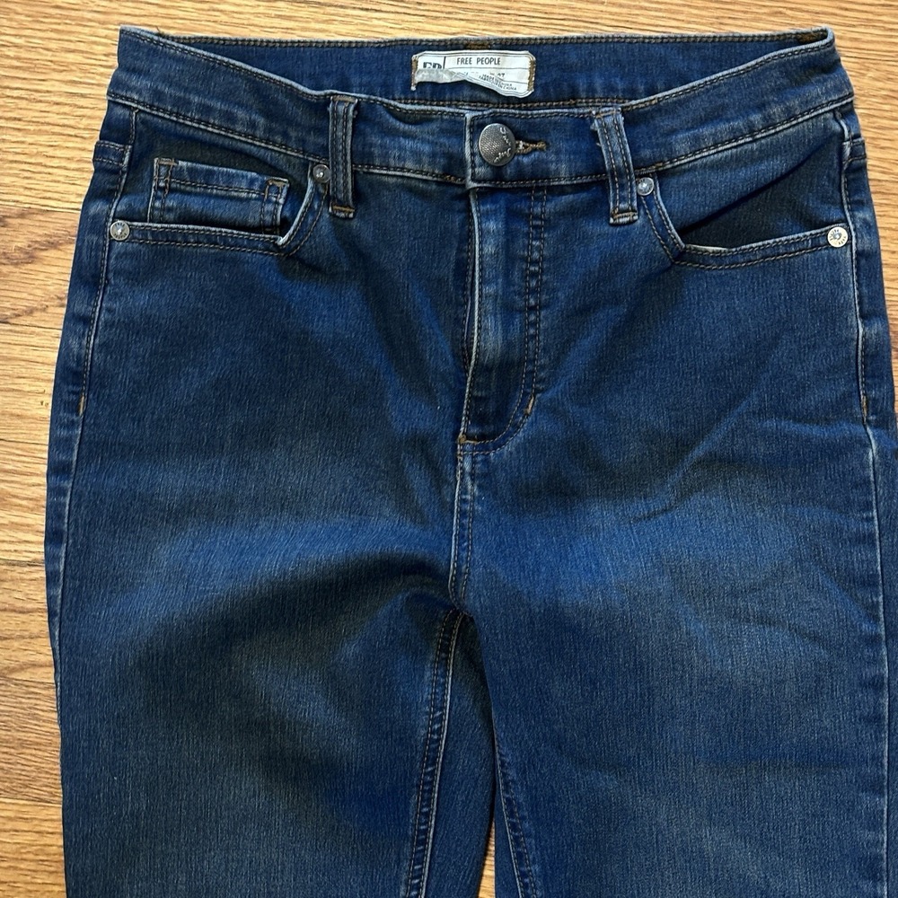 Free People Jeans Womens 27 Blue Denim Beverley Skinny Front Pockets Stretch‎